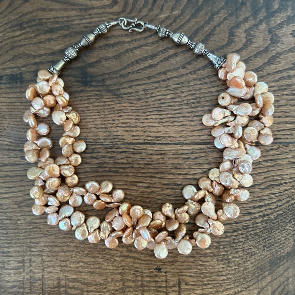Statement Freshwater Pearl Necklace | Coin/Petal Pearls